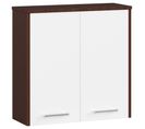 Armoire Salle De Bains Fin Accr. Au Mur Wengé 60 Cm 2 Portes Façade Blanche 2 Étagères 60x22,5x60 Cm