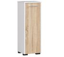 Armoire Salle De Bains Fin Blanche 30 Cm 1 Porte Façade Chêne Sonoma 2 Étagères 30x30x85 Cm