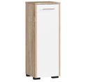 Armoire Salle De Bains Fin Chêne Sonoma 30 Cm 1 Porte Façade Blanche 2 Étagères 30x30x85 Cm