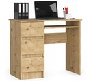 Bureau D'ordinateur Gauche A6 Chêne Artisan 90 Cm 3 Tiroirs Façade Chêne Artisan 1 Étagère