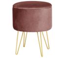 Pouf De Rangement Avec Couvercle Lili Velour Colour Rose Hauteur 45 Cm