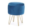 Pouf De Rangement Avec Couvercle Lili Velour Colour Bleu Hauteur 45 Cm