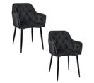 Lot De 2 Chaises Matelassées De Salle à Manger En Velours Sj.030 Noir