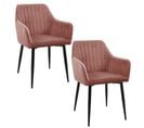 Lot De 2 Chaises Matelassées De Salle à Manger En Velours Sj.040 Rose