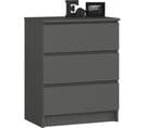 Commode K60 Gris Graphite 60 Cm 3 Tiroirs Façade Gris Graphite 60x40x77 Cm