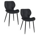 Lot De 2 Chaises Matelassées De Salle à Manger En Velours Sj.17 Noir