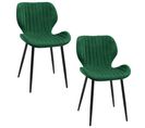 Lot De 2 Chaises Matelassées De Salle à Manger En Velours Sj.17 Vert Bouteille