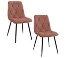 Lot De 2 Chaises Matelassées De Salle à Manger En Velours Sj.3 Rose