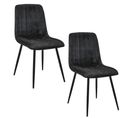 Lot De 2 Chaises Matelassées De Salle à Manger En Velours Sj.9 Noir