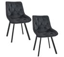 Lot De 2 Chaises Matelassées De Salle à Manger En Velours Sj.33 Noir