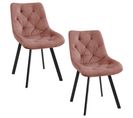 Lot De 2 Chaises Matelassées De Salle à Manger En Velours Sj.33 Rose