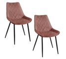 Lot De 2 Chaises Matelassées De Salle à Manger En Velours Sj.0488 Rose