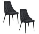 Lot De 2 Chaises Matelassées De Salle à Manger En Velours Sj.054 Noir