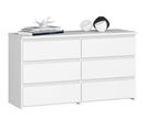 Commode Cl100 Blanche 100 Cm 6 Tiroirs Façade Blanche 100x35x57 Cm