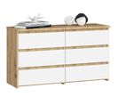 Commode Cl100 Chêne Artisan 100 Cm 6 Tiroirs Façade Blanche 100x35x57 Cm