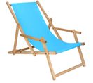 Chaise Longue Avec Accoudoirs Pliante Bleu - Bois Imprégné