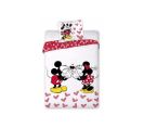 Parure De Couette Microfibre Minnie 140x200 Cm + Taie D'oreiller 63x63 Cm - Blanc et Rouge