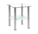 Table D'appoint Optique-inox/blanc En Verre Trempé, L40 X P40 X H47 Cm