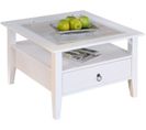 Table Basse Provence 1 Blanc, Dim : 75 X 75 X 45 Cm