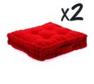 Lot De 2 Coussins De Sol En Coton Bordeaux, 40 X 40 X H8 Cm