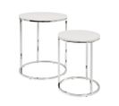 Table D'appoint Coloris Blanc -nickelé, H58 X D40 Cm