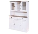 Grand Buffet Coloris Blanc En Bois Massif Et Métal - Dim : L 131 X P 45 X H191 Cm