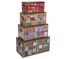 Set De 4 Malles De Rangement En Mdf Coloris Multicolore