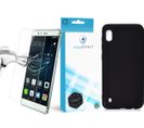 Verre Trempé Pour Huawei P8 Lite 2017 + Coque De Protection Noir Souple Silicone -