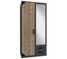 Armoire Placard Meuble De Rangement Coloris graphite/imitation Chêne - l. 90 X H. 199 X P. 58 Cm 