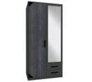 Armoire Placard Meuble De Rangement Coloris graphite - longueur 90 X Hauteur 199 X Profondeur 58 Cm 