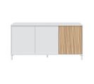 Buffet, meuble de rangement coloris blanc artic, naturel  - L. 154 x H. 74 x P. 40 cm