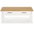 Table Basse En Pin Massif Ciré Avec Rangements Coloris Naturel/blanc - L. 100 X P. 55 X H. 40 Cm