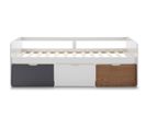 Lit Enfant En Mdf Coloris Blanc, Gris Anthracite, Noyer - L. 195,20 X P. 105 X H. 70 Cm