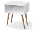 Table De Chevet, Table De Nuit En Bois Coloris Blanc - Longueur 43 X Profondeur 35 X Hauteur 50 Cm