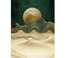 Tableau Avec Photo Imprimée Lune Brillante Dorée Avec Effet Métallique - L. 70 X P. 2 X H. 100 Cm