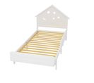 Lit Enfant Maison En Bois Massif 90x200 Cm, Blanc