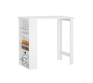 Table Haute De Bar Mange-debout Cuisine Avec Rangements, Blanc, Fwt17-w