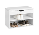 Banc De Rangement À Chaussures 2 Étages Avec Coussin Commode À Chaussures Confortable, Fsr25-w