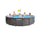 Piscine Ronde En Kit Baltik - Diamètre 457 Cm - Effet Bois Cérusé