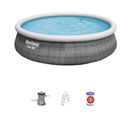 Piscine Gonflable Fast Set  Ronde  457 x 107 cm  Imitation Rotin  Epurateur à Cartouche