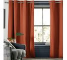 Rideau Occultant Doublure Polaire Polyester Orange 140x260 Cm