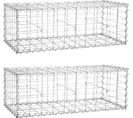 Lot De 2 Gabion Pour Pierre, 100 X 30 X 30 cm, Cloture Gabion, Cage En Métal, Panier À Pierre,argent