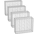 Lot De 4,gabion Pour Pierre,100 X 80 X 30 Cm,décoration De Jardin,argent