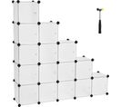 Étagère De Rangement Avec 16 Casiers, Etageres Cubes, Stable, Assemblage Facile, Blanc