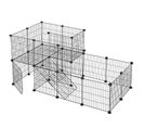 Enclos Modulable Pour Petits Animaux, Lapins, Cochon D’inde 2 Niveaux, 143 X 73 X 71 Cm, Noir