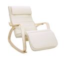 Fauteuil À Bascule En Bois De Bouleau Avec Accoudoirs Et Repose-pieds - Beige