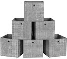 Lot De 6 Cubes De Rangement Pliables Gris En Tissu Non Tissés - H30 Cm