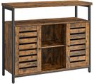 Buffet Avec Placard Et Étagères, 100 X 35 X 81,5 Cm, Style Industriel, Marron Rustique, Noir