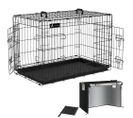 Cage Pour Chien Pliable Avec 2 Portes Verrouillable Plateau Amovible 92x58x64cm