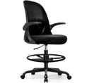 Fauteuil de Bureau Assise Haute Avec Repos-Pied Réglable, Accoudoirs , Support Lombaire Ajustables